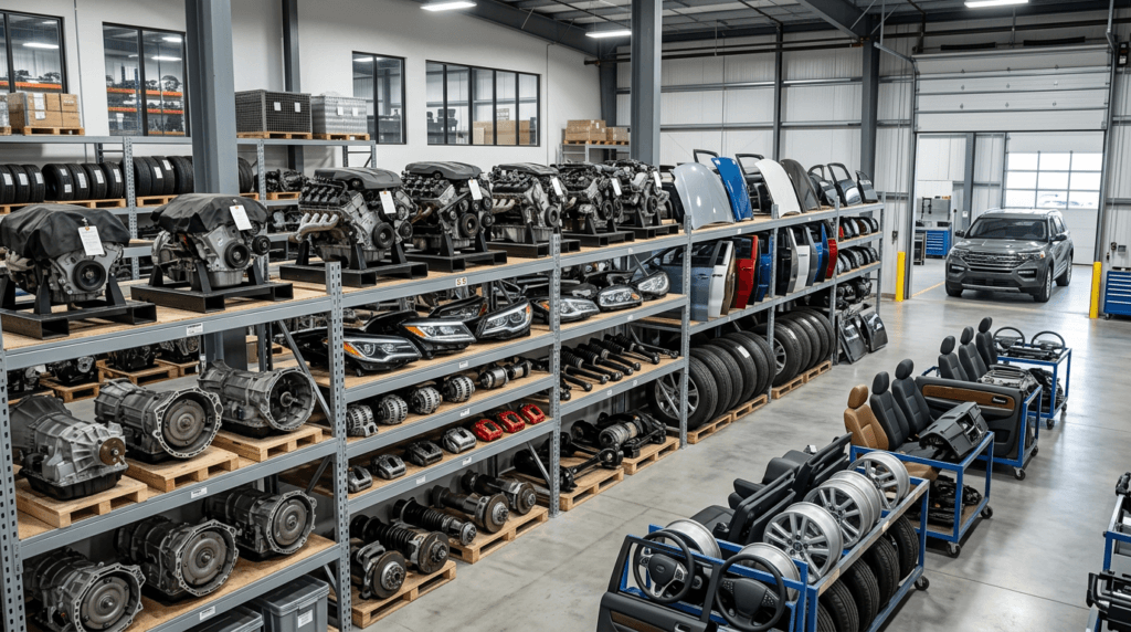Current image: used auto parts near me in an organized auto parts facility